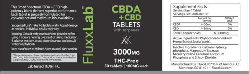 CBDA + CBD 3000mg Side Label