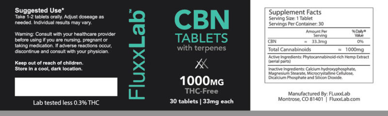 CBN Tablet Product Label