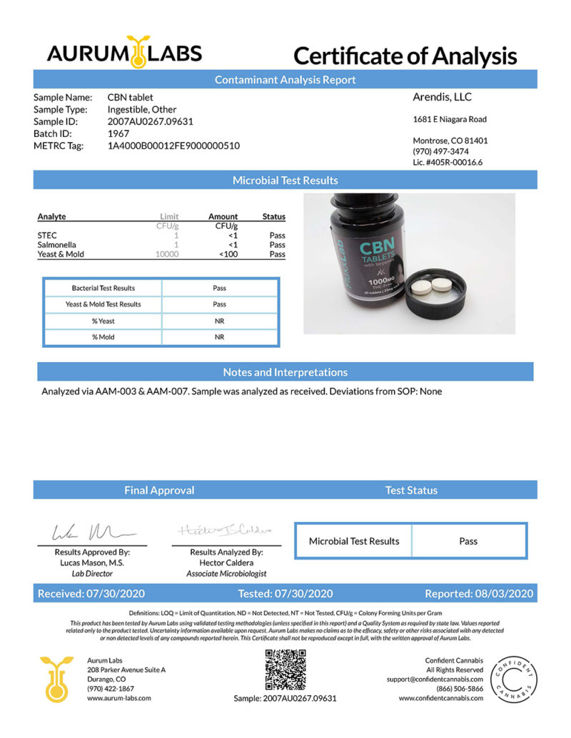 CBN Tablet Product Page 2 COA
